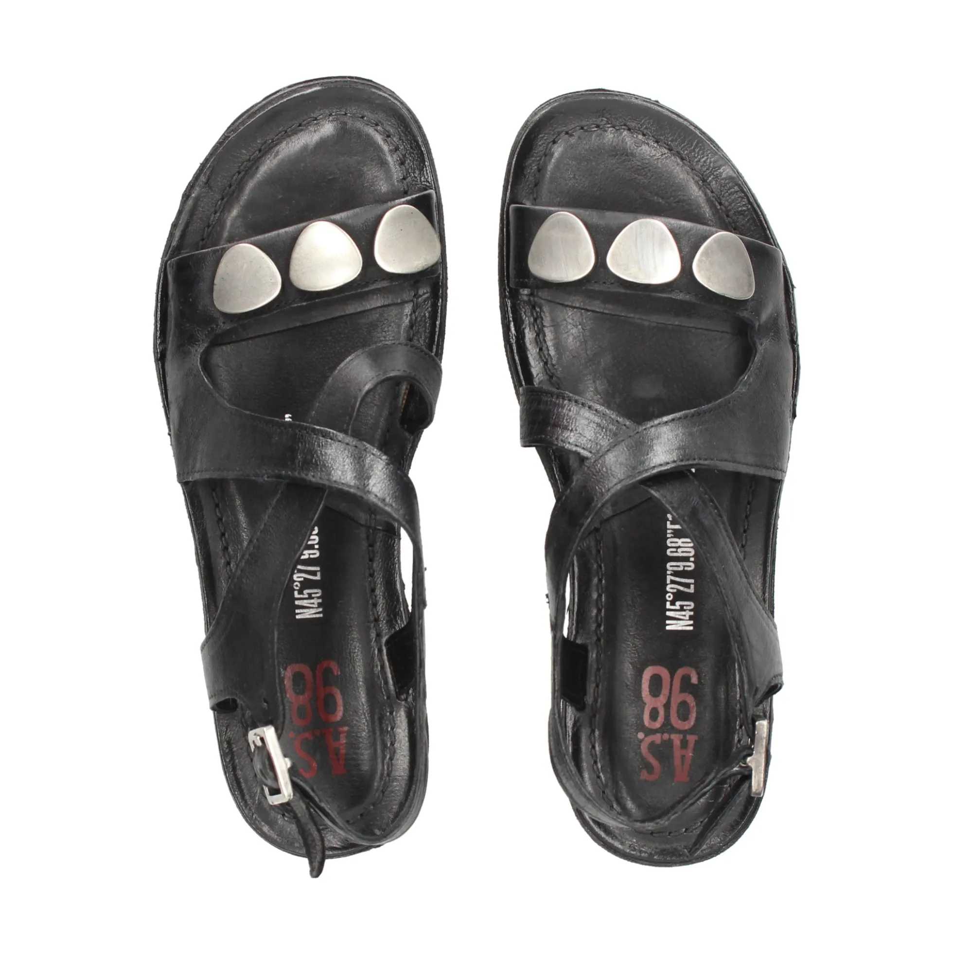 A.S.98 Sandalias planas de Mujer A16059 6002 NEGRO