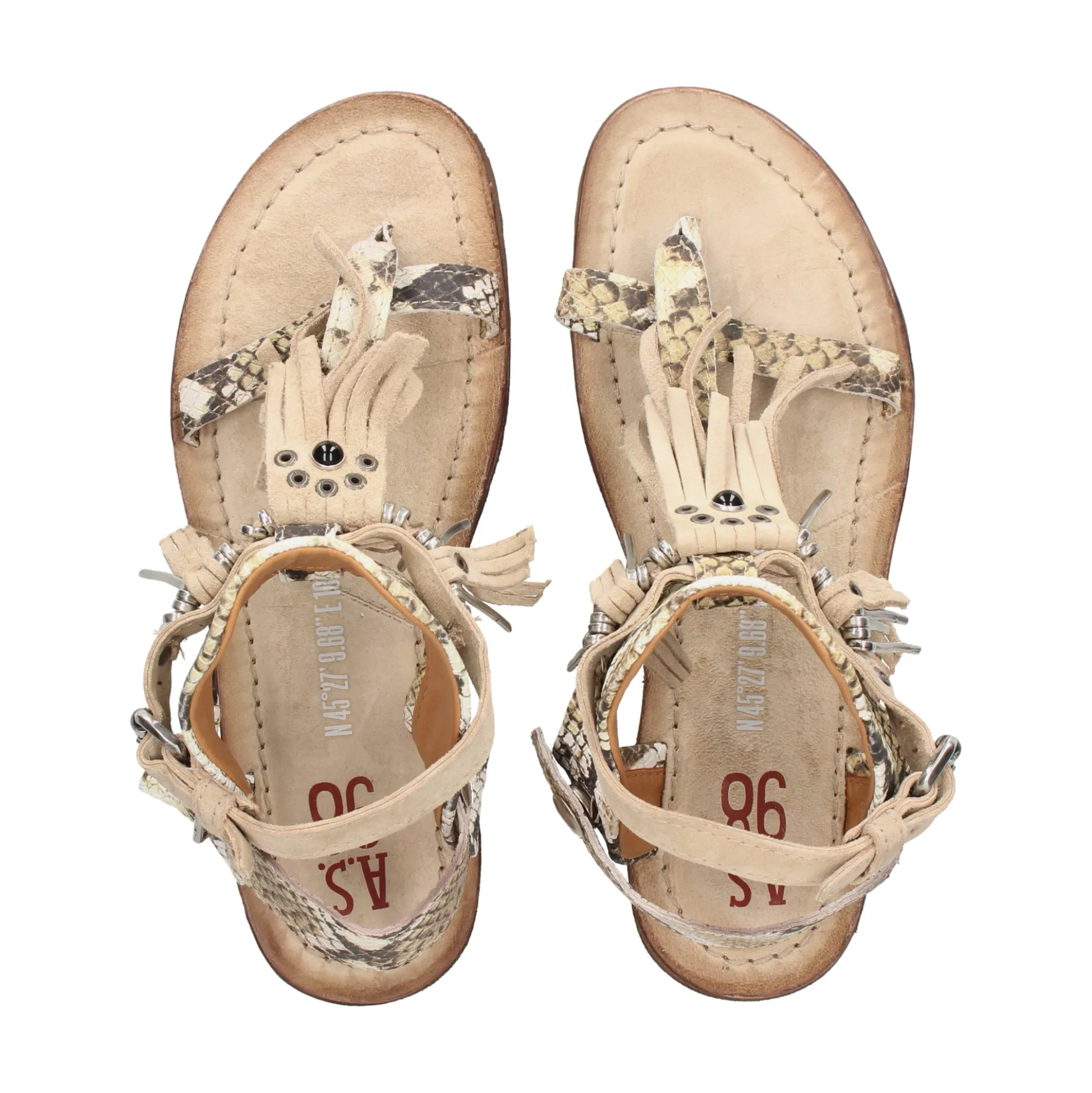 A.S.98 Sandalias planas de Mujer A16076 0001 BEIGE