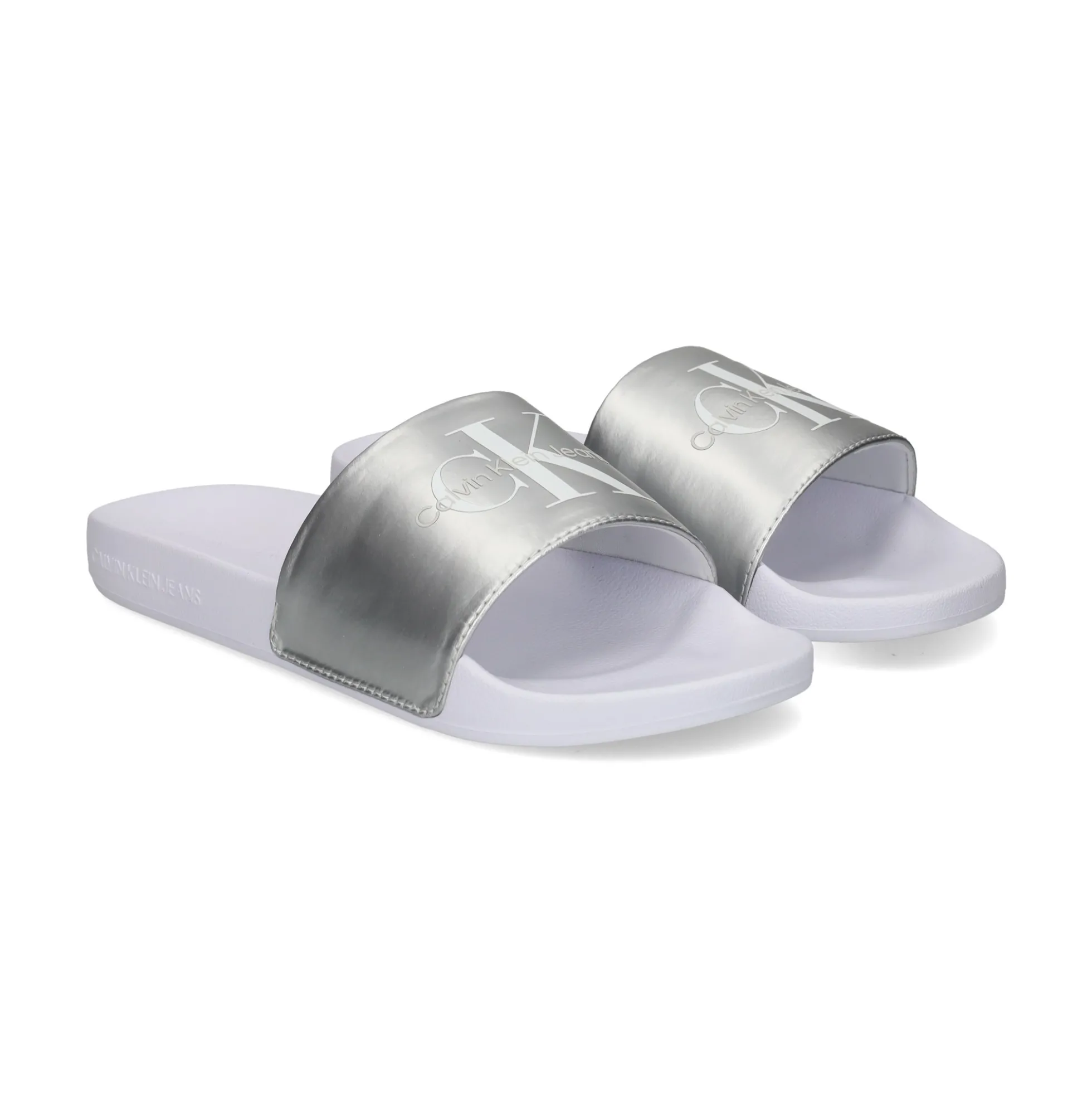 CALVIN KLEIN Sandalias planas de Mujer YW0YW01243 0K9 WHITE/SILVE