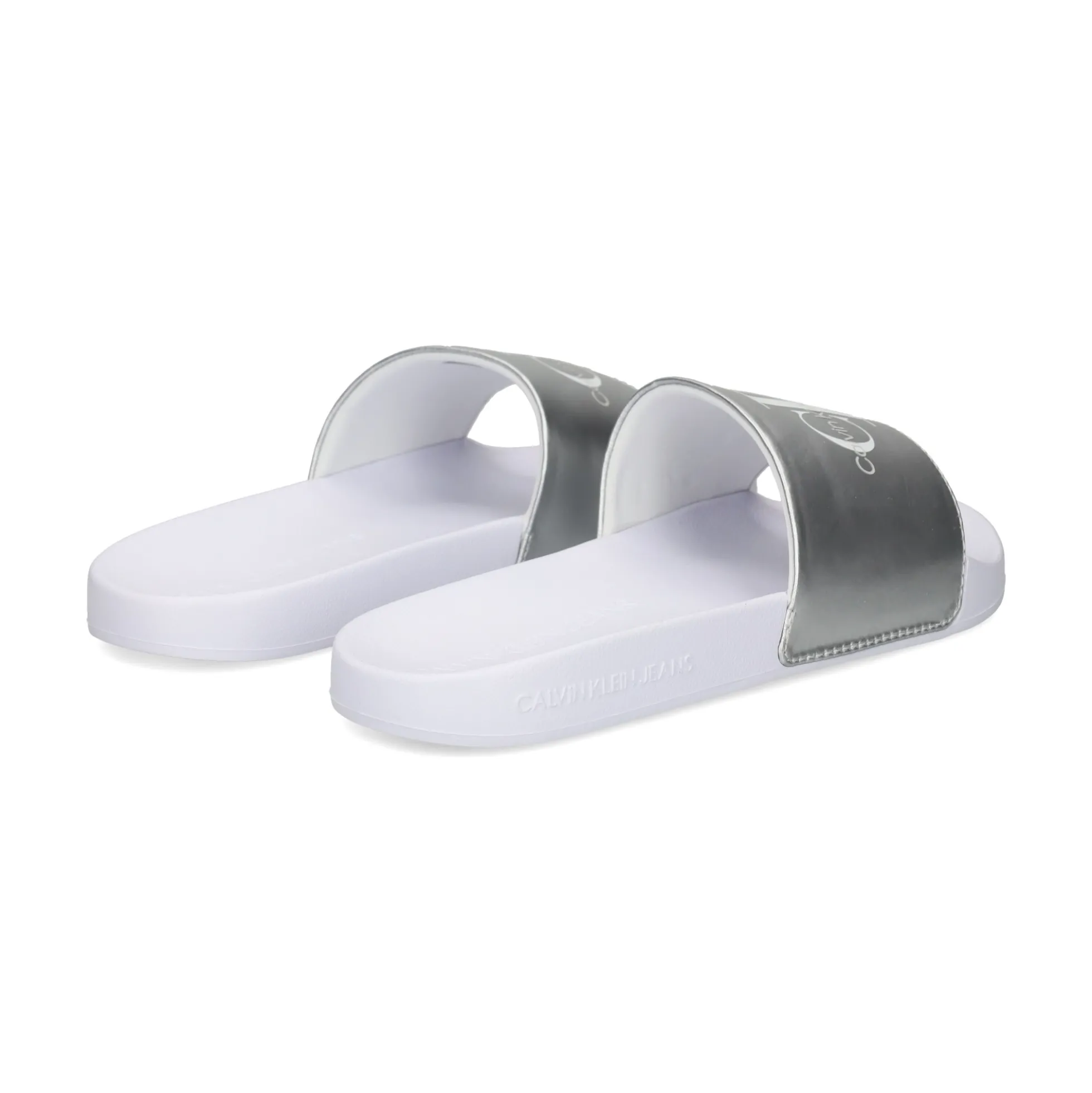 CALVIN KLEIN Sandalias planas de Mujer YW0YW01243 0K9 WHITE/SILVE