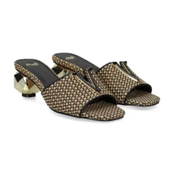 EXE Sandalias con tacón de Mujer SCARLET-601 BLACK BEIGE