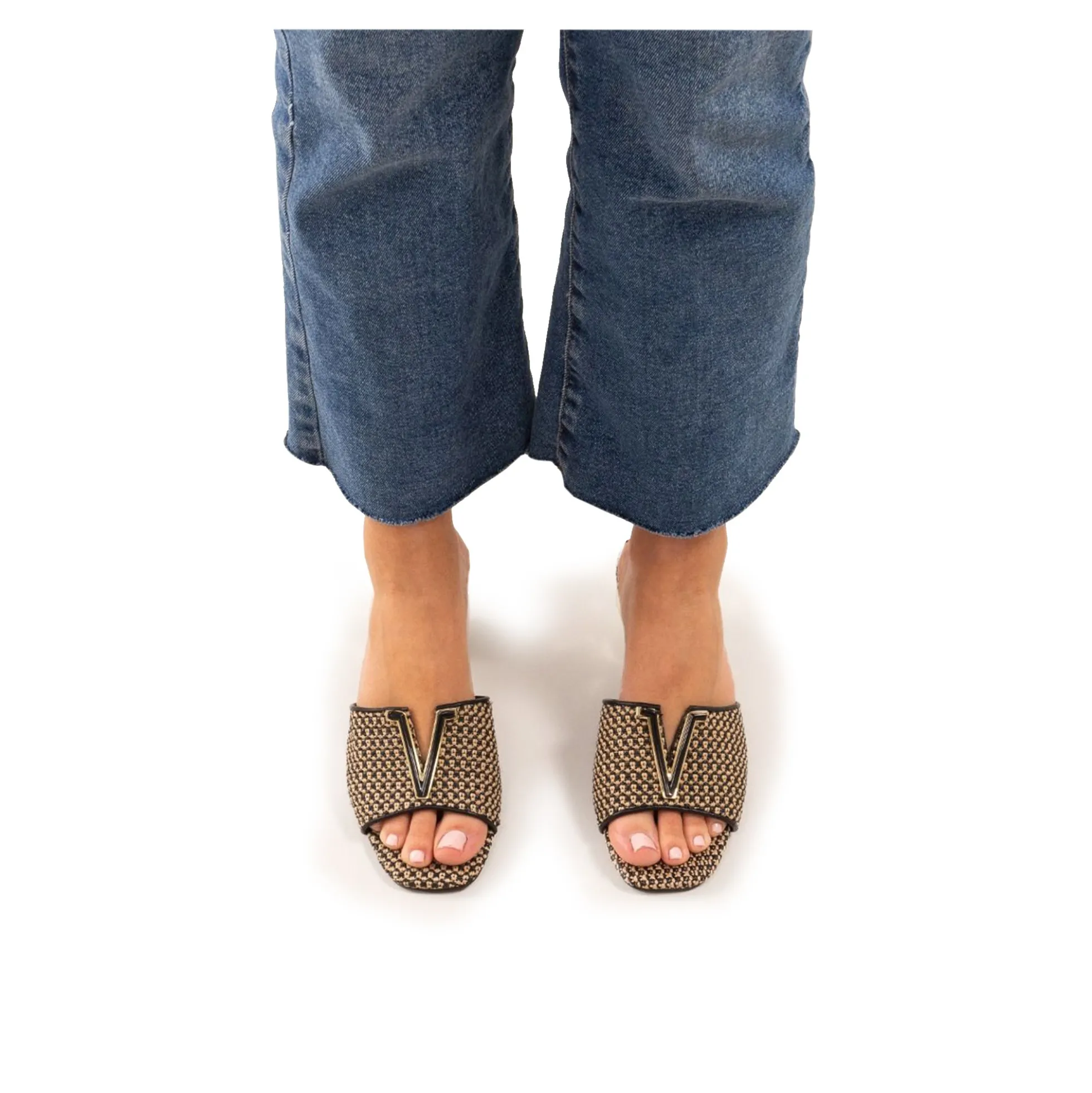 EXE Sandalias con tacón de Mujer SCARLET-601 BLACK BEIGE