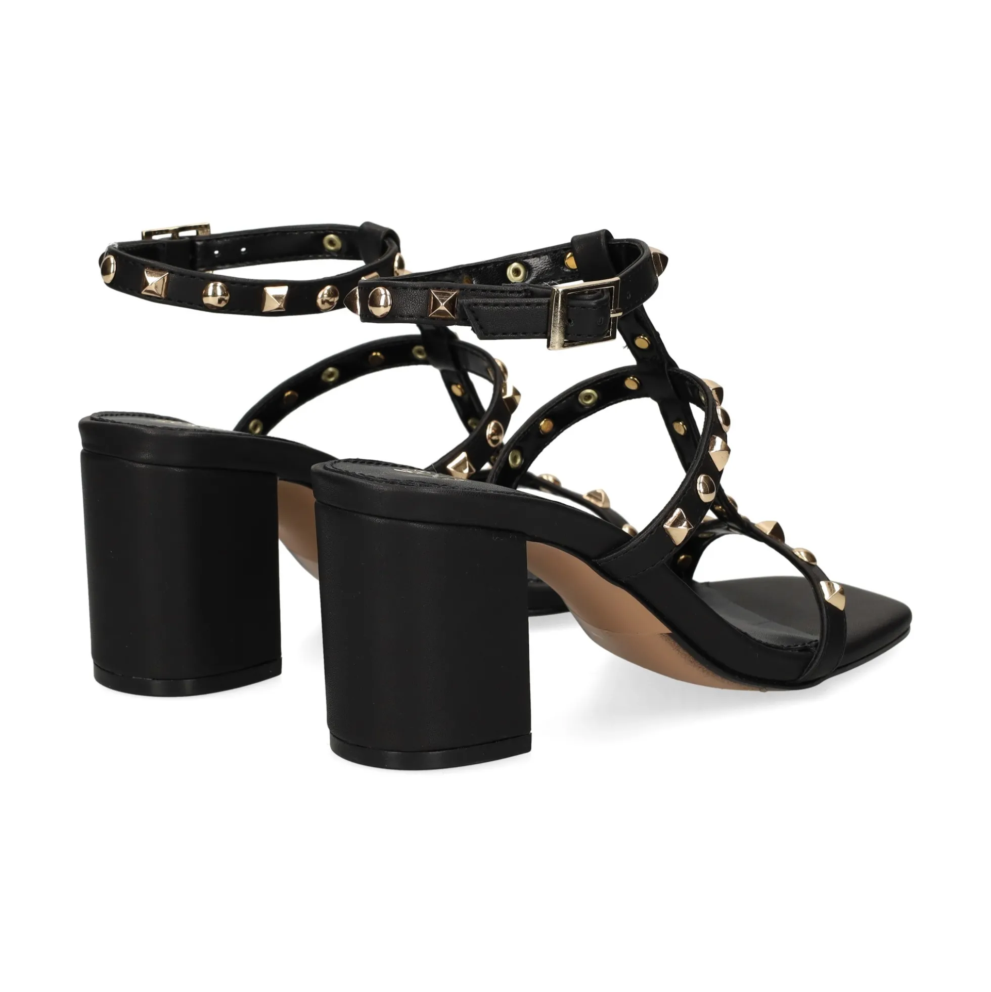 EXE Sandalias con tacón de Mujer CLEO-799 BLACK GOLD