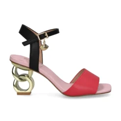 EXE Sandalias con tacón de Mujer LILIAN-177 BLACK-RED