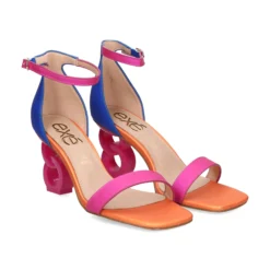 EXE Sandalias con tacón de Mujer LILIAN-055 BLUE-FUCSIA