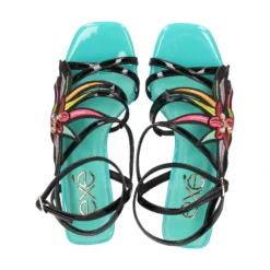 EXE Sandalias con tacón de Mujer LUISA-400 BLACK-GREEN