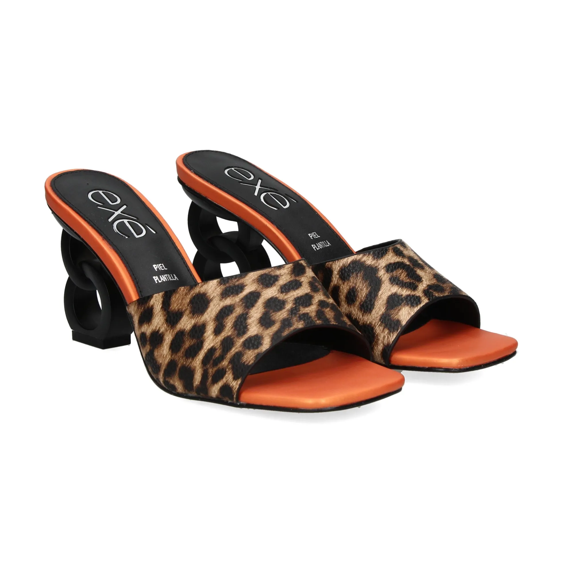 EXE Sandalias con tacón de Mujer LILIAN-160 LEOPARDO