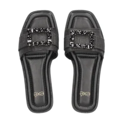 EXE Sandalias planas de Mujer DORETA-488 NEGRO