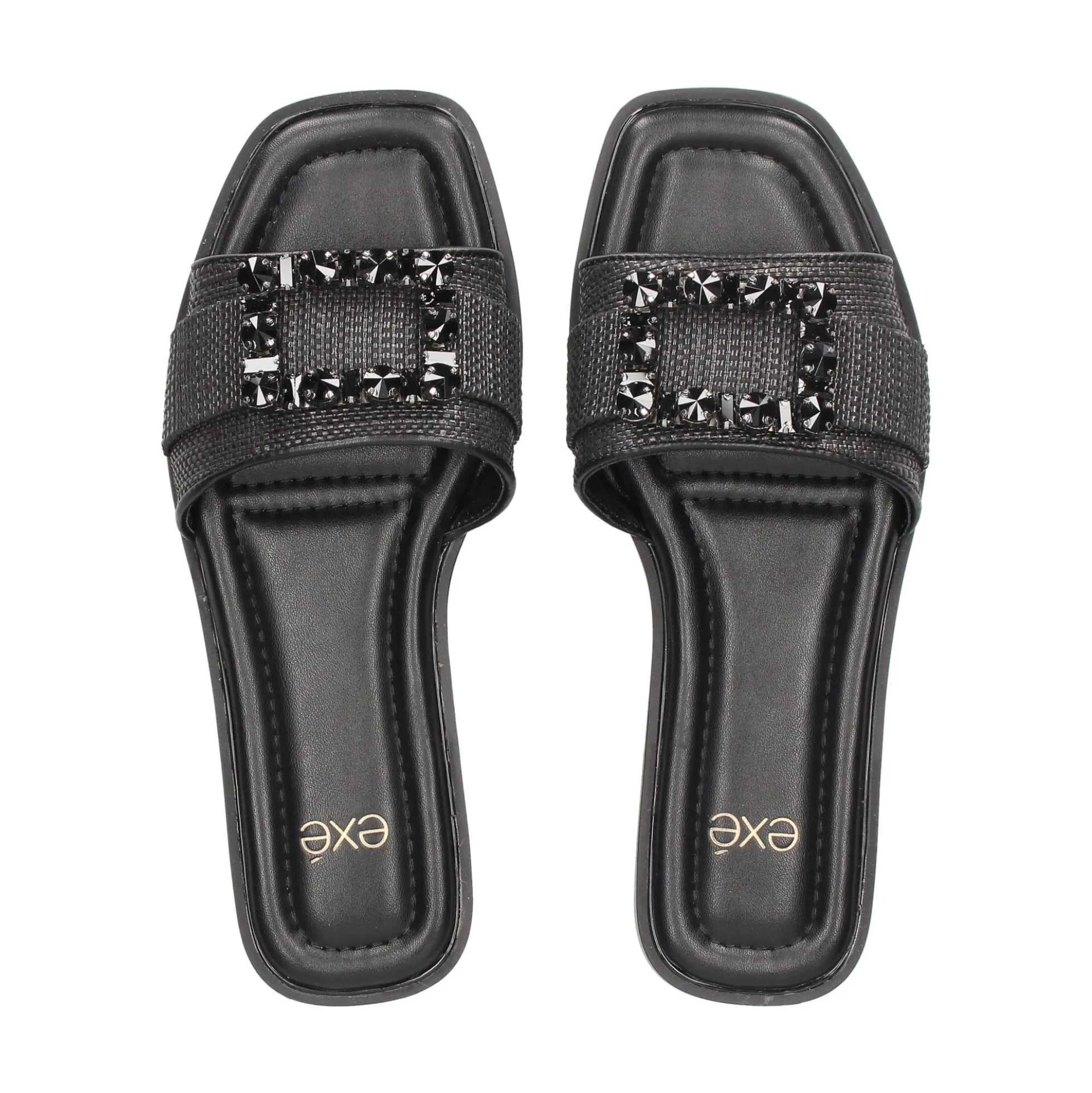 EXE Sandalias planas de Mujer DORETA-488 NEGRO