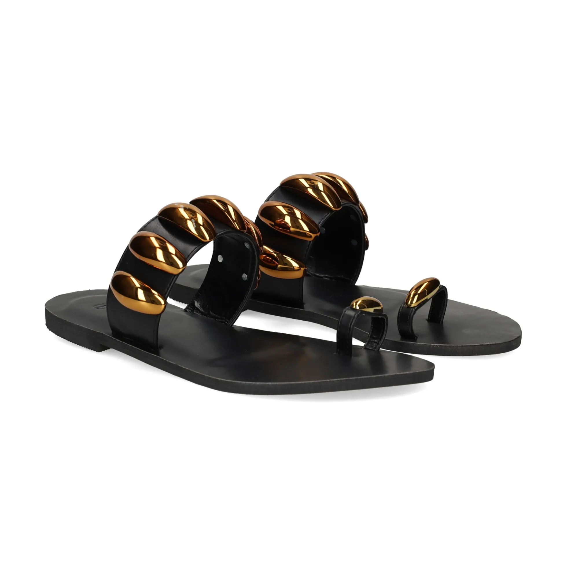 EXE Sandalias planas de Mujer NS-601 NEGRO