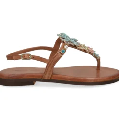 EXE Sandalias planas de Mujer 598 GOLDIE MARRON