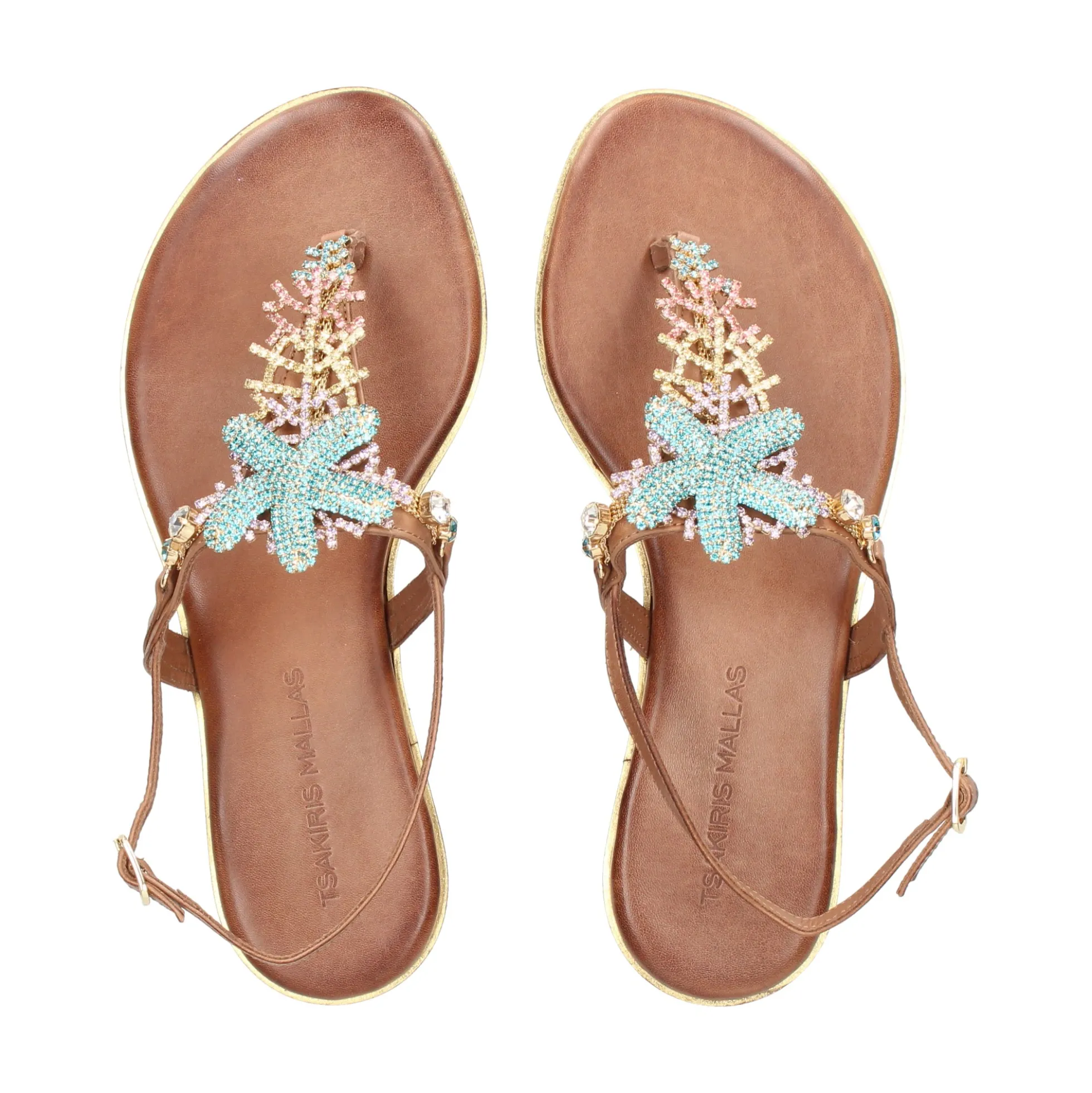 EXE Sandalias planas de Mujer 598 GOLDIE MARRON