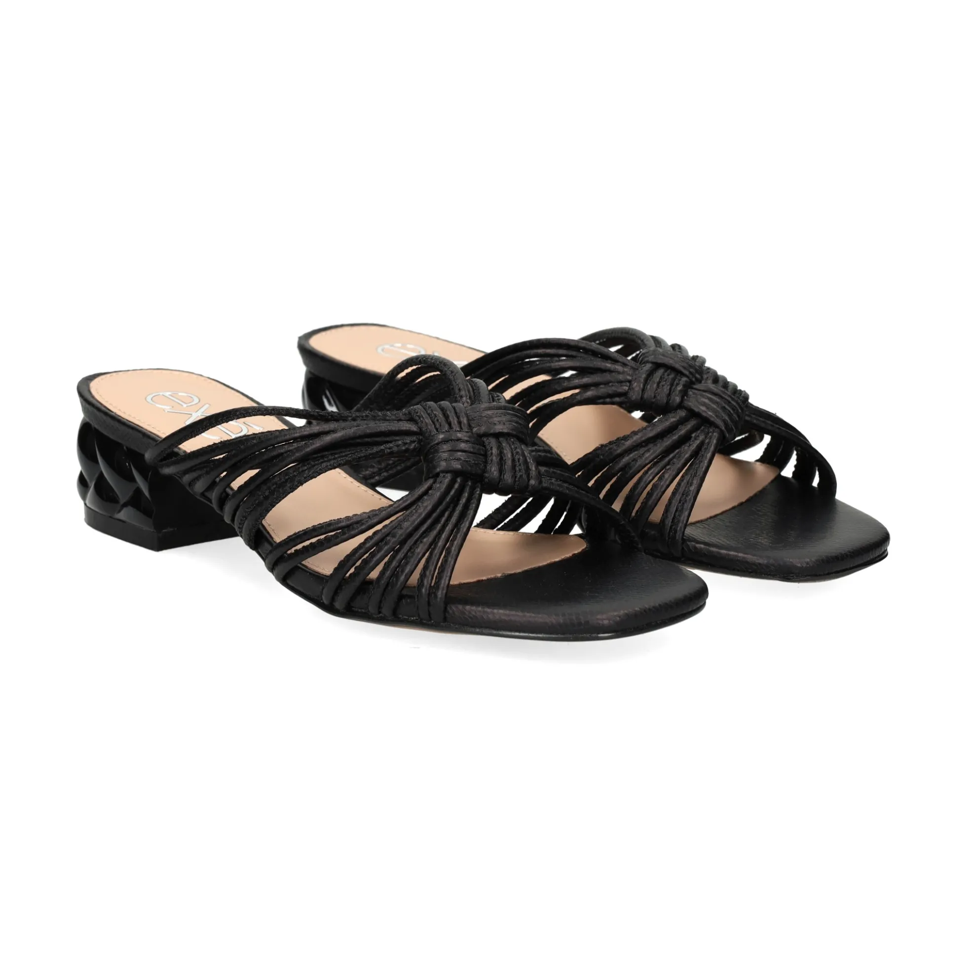 EXE Sandalias planas de Mujer KATY-227 NEGRO