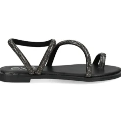 EXE Sandalias planas de Mujer P3300-1063 NEGRO