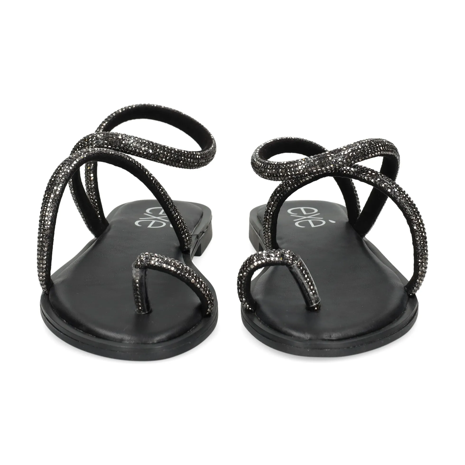 EXE Sandalias planas de Mujer P3300-1063 NEGRO