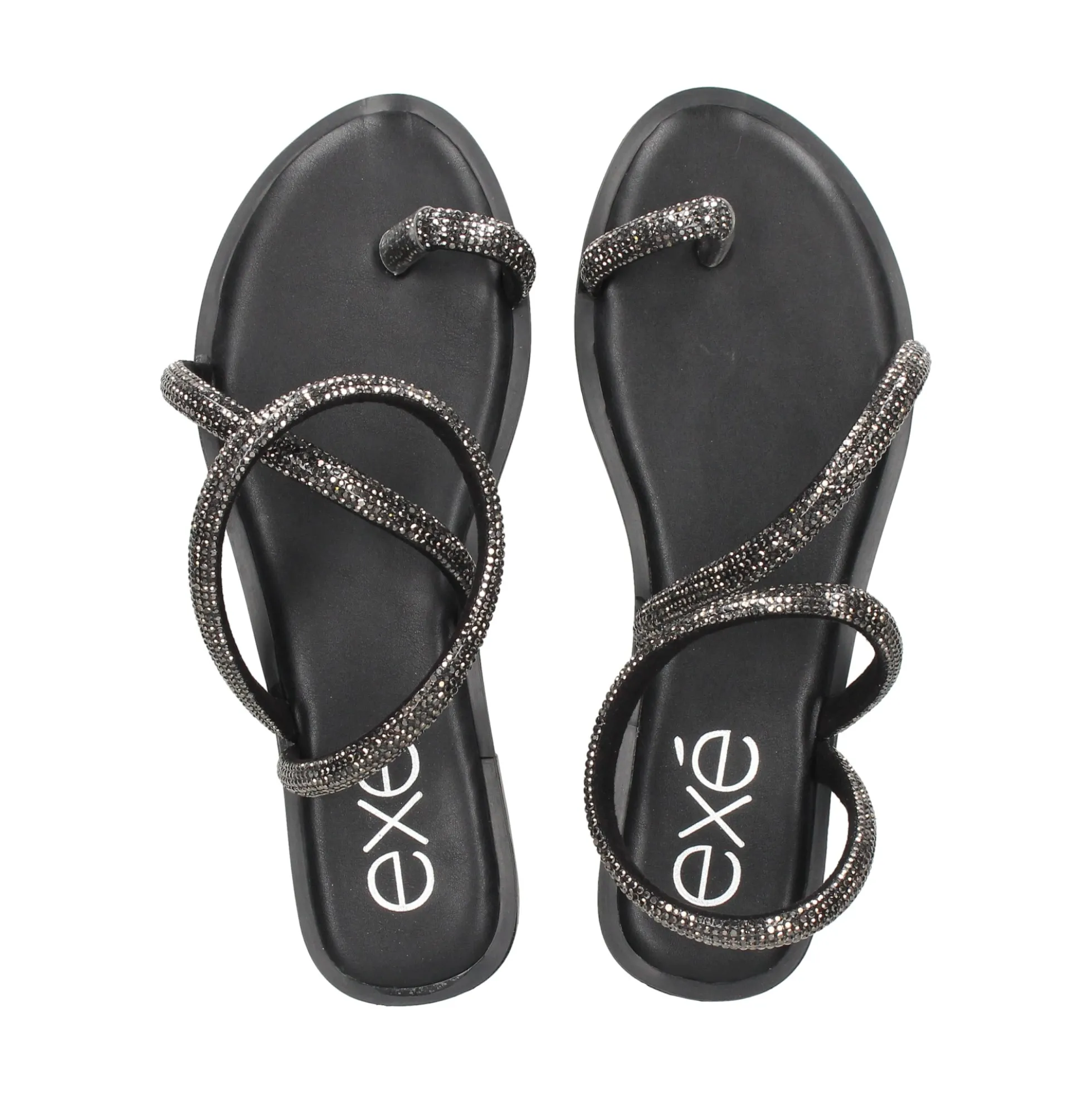 EXE Sandalias planas de Mujer P3300-1063 NEGRO
