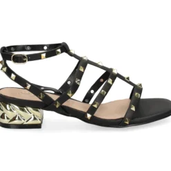 EXE Sandalias planas de Mujer KATY-247 BLACK GOLD