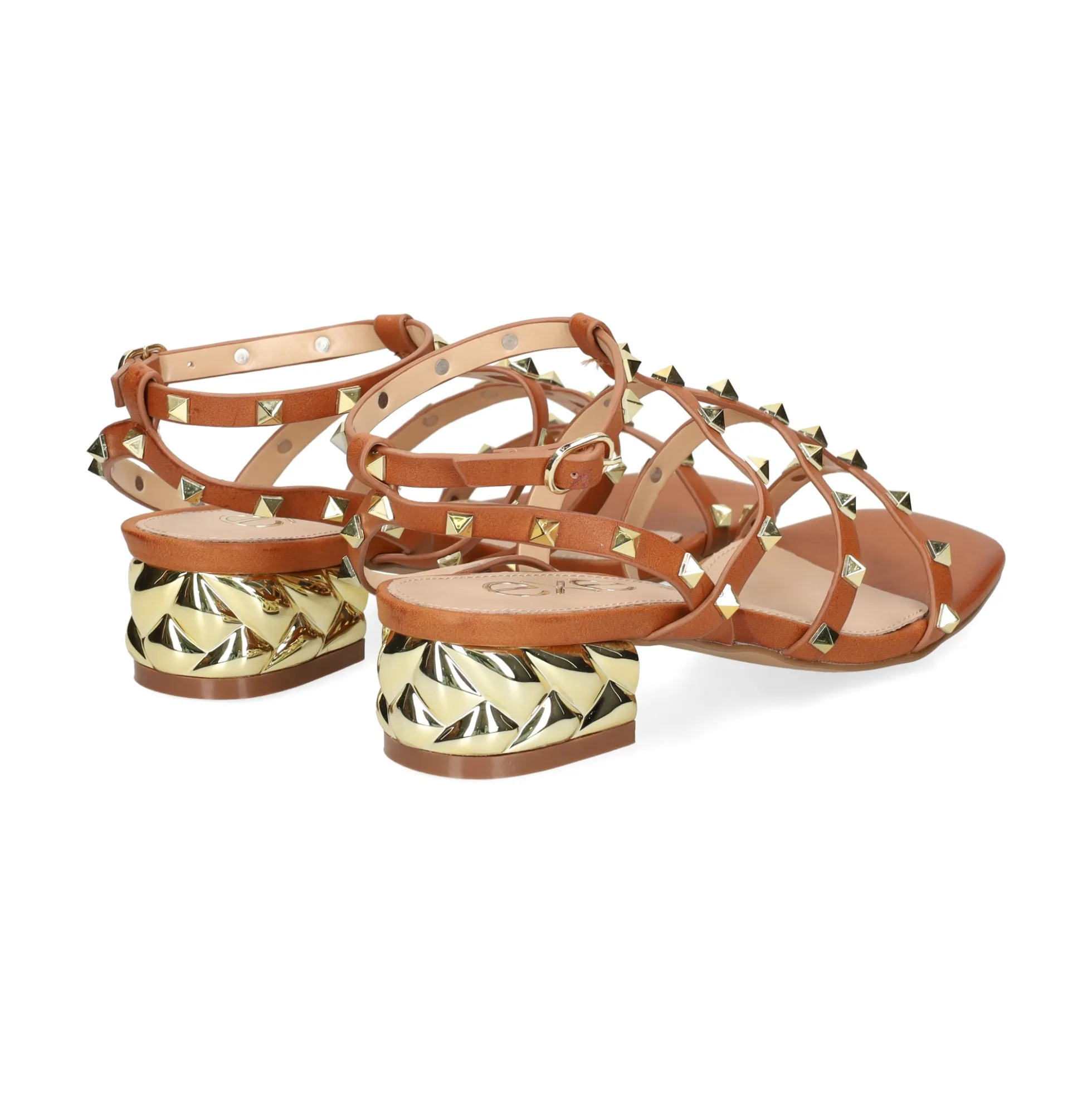 EXE Sandalias planas de Mujer KATY-247 TAN GOLD