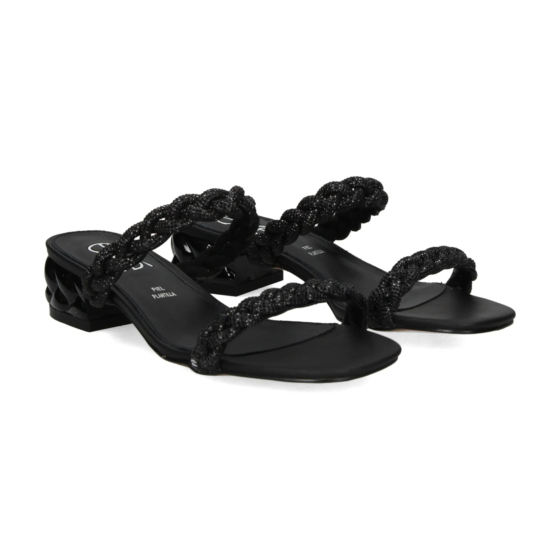 EXE Sandalias planas de Mujer KATY-411 NEGRO