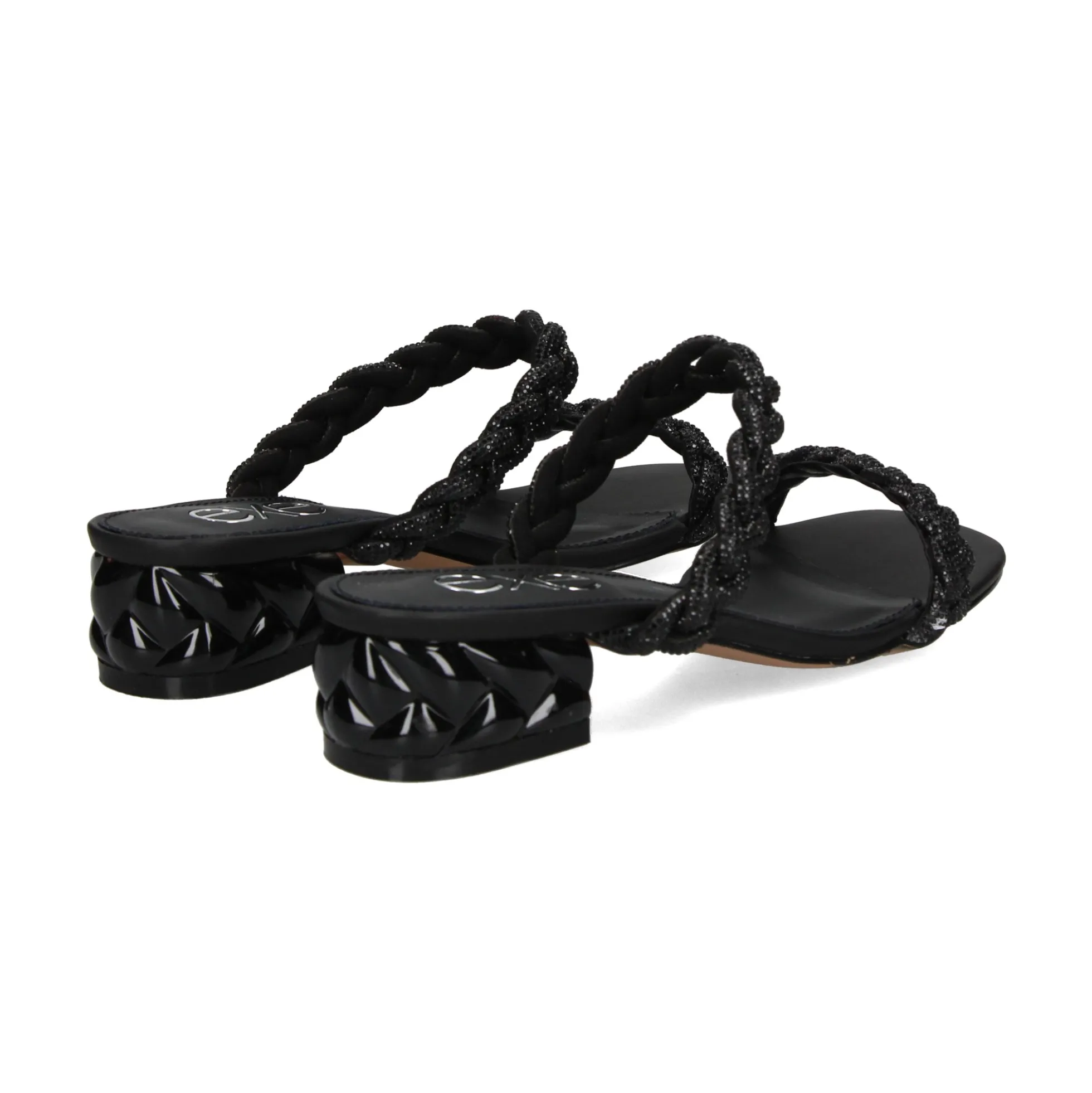 EXE Sandalias planas de Mujer KATY-411 NEGRO