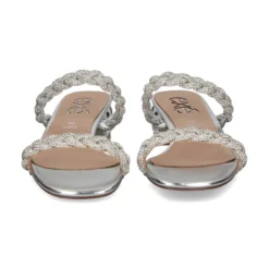 EXE Sandalias planas de Mujer KATY-411 SILVER
