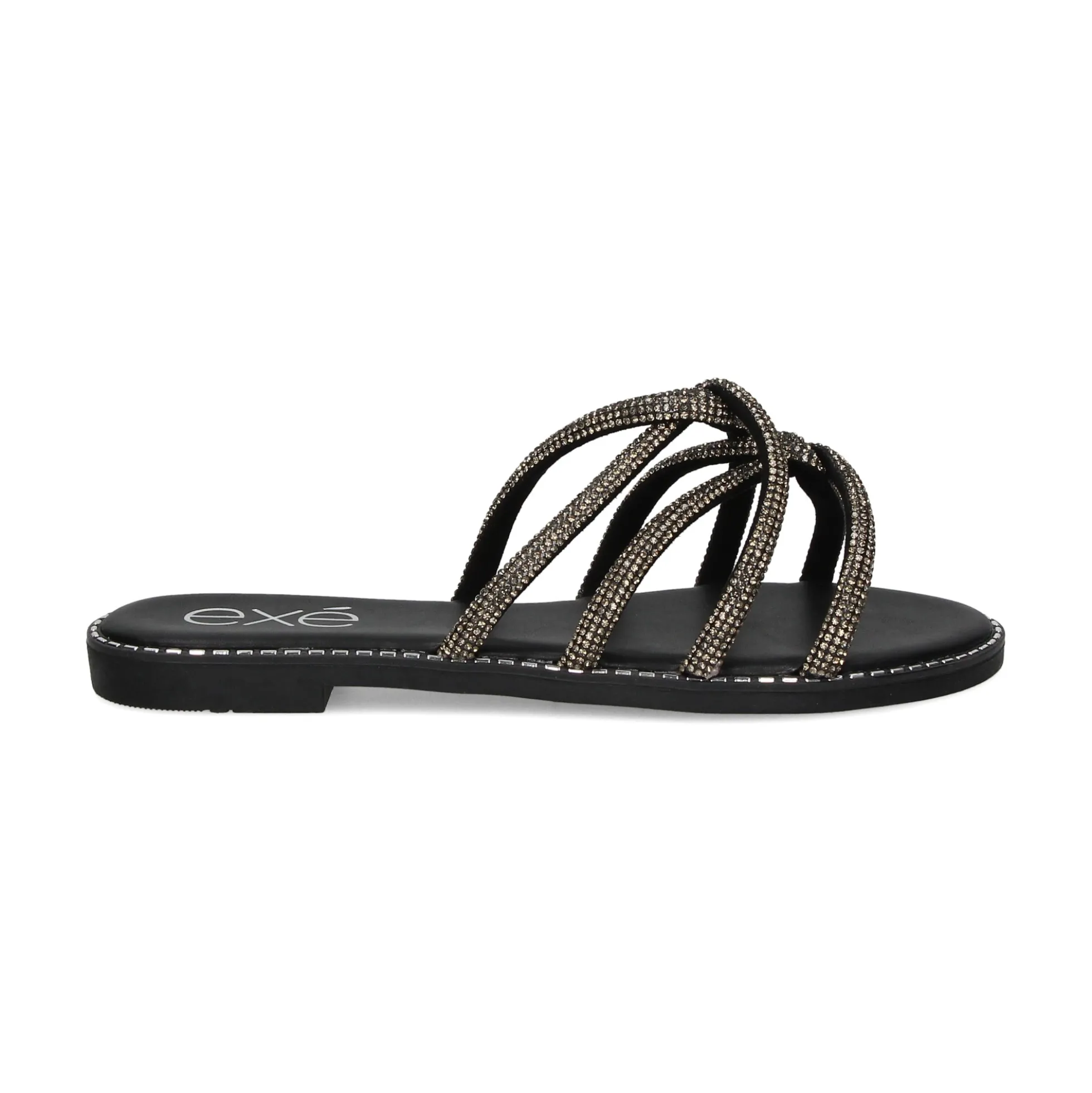 EXE Sandalias planas de Mujer P3375-74 NEGRO