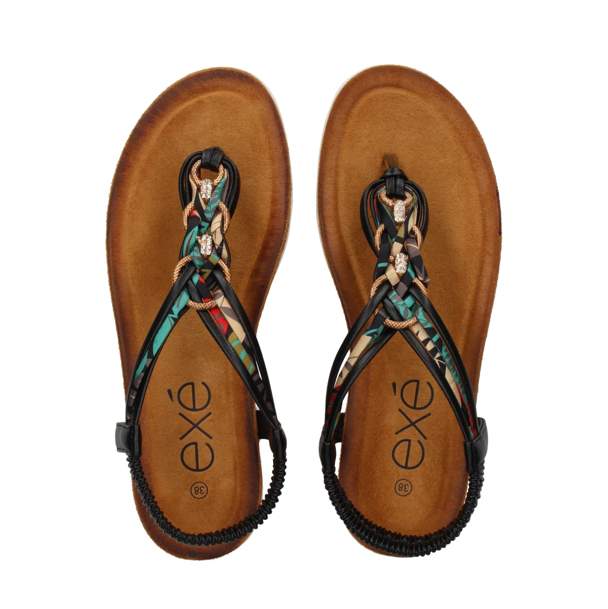 EXE Sandalias planas de Mujer F8043-EX4 NEGRO