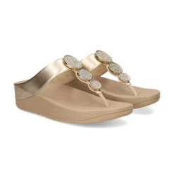 FITFLOP Sandalias cuña de Mujer HJ1 C22 Beige Metal