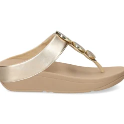 FITFLOP Sandalias cuña de Mujer HJ1 C22 Beige Metal