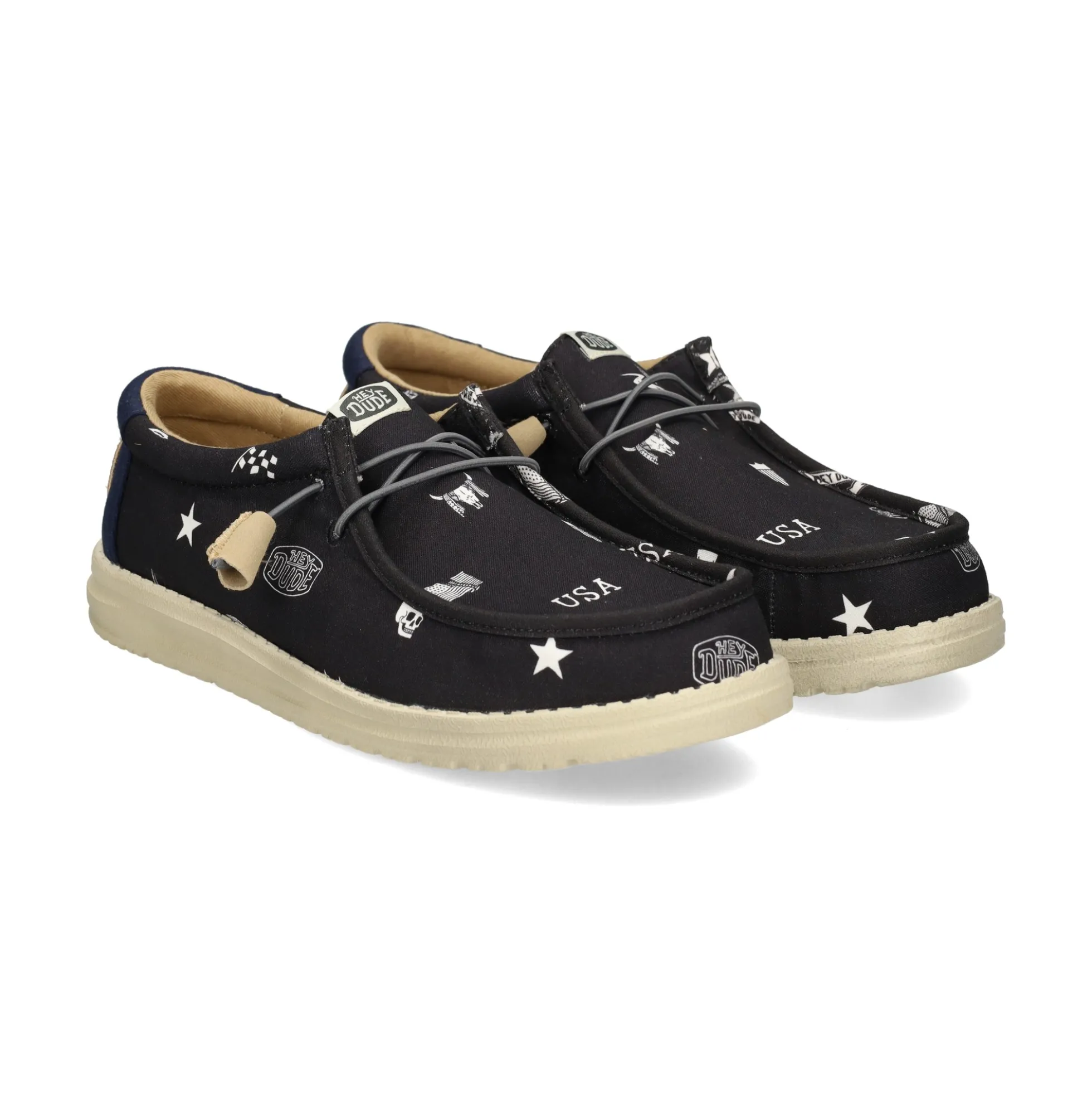 HEY DUDE Zapatillas de Hombre WALLY CANVAS 001 NEGRO