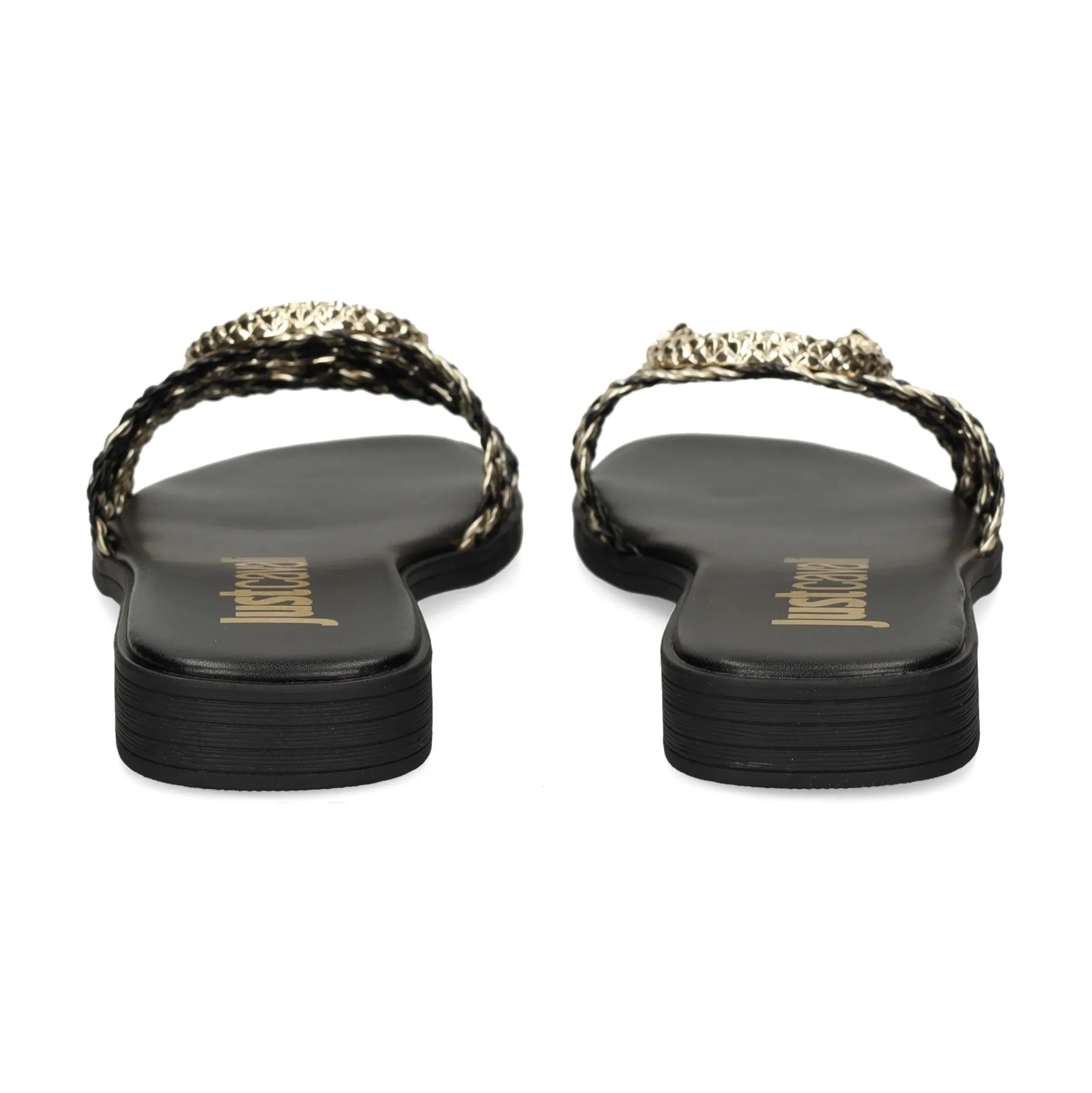 JUST CAVALLI Sandalias planas de Mujer 80RA3S83 PL9 BLACK/GOLD