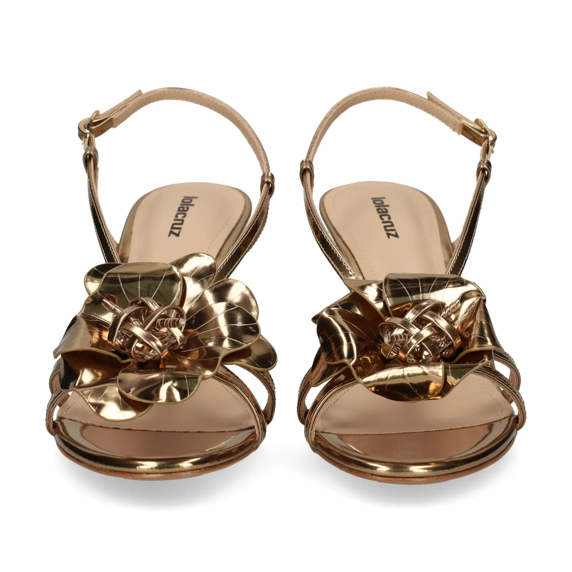 LOLA CRUZ Sandalias con tacón de Mujer 035Z17BK ORO