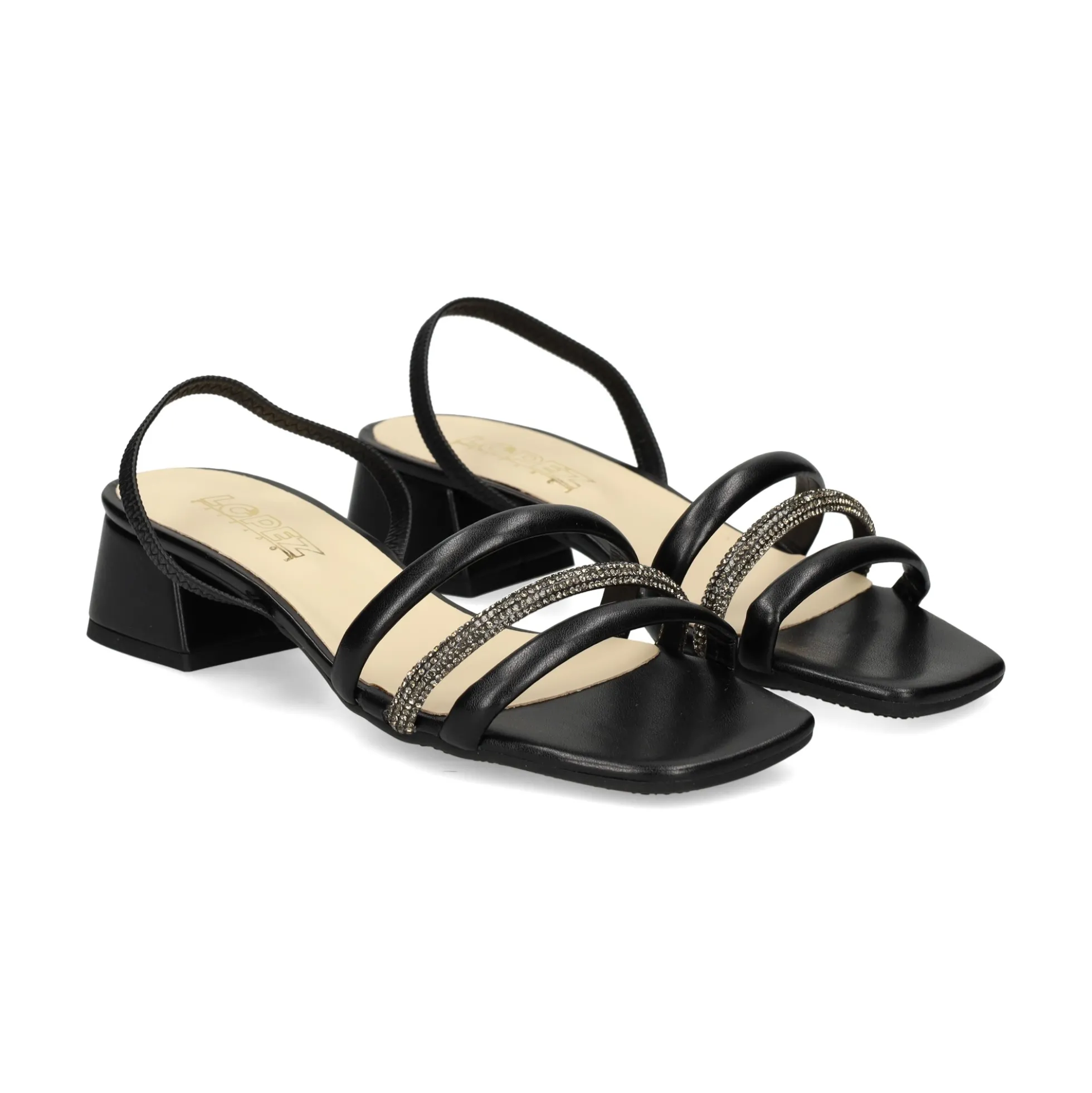 LÓPEZ Sandalias con tacón de Mujer 24529 NEGRO