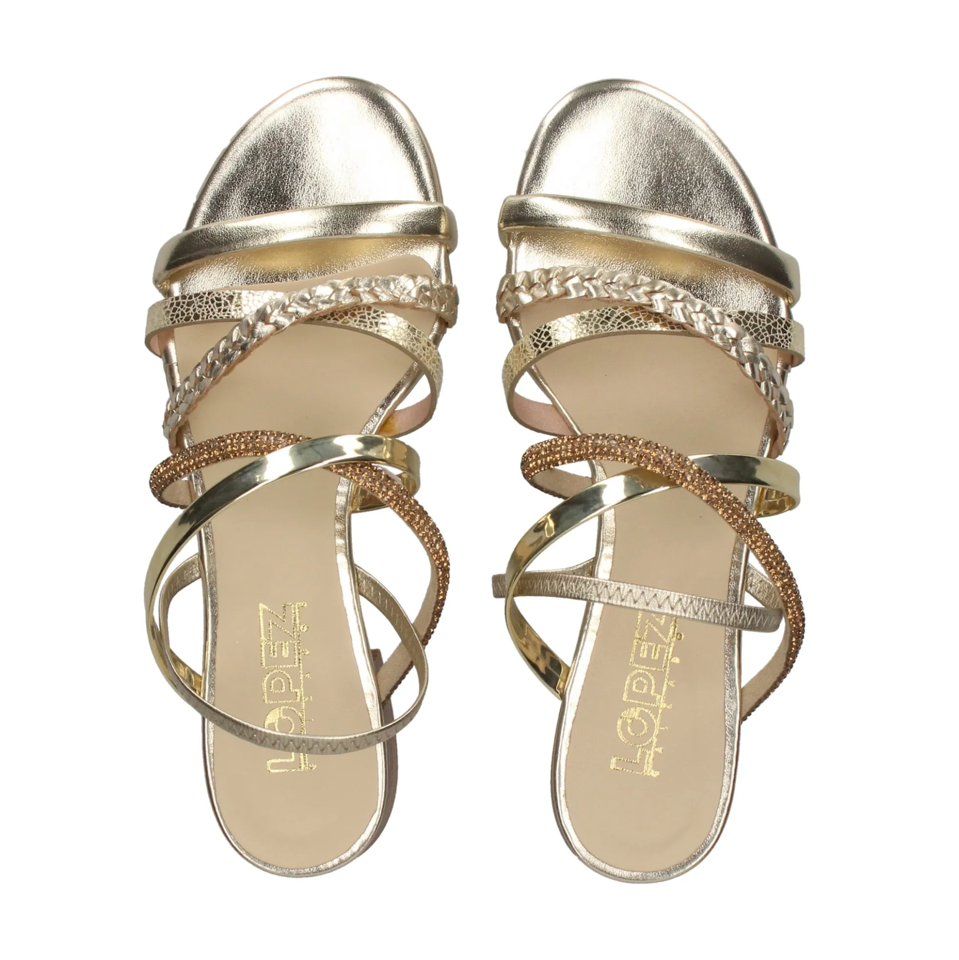 LÓPEZ Sandalias planas de Mujer 24640 MULTI PLATINO