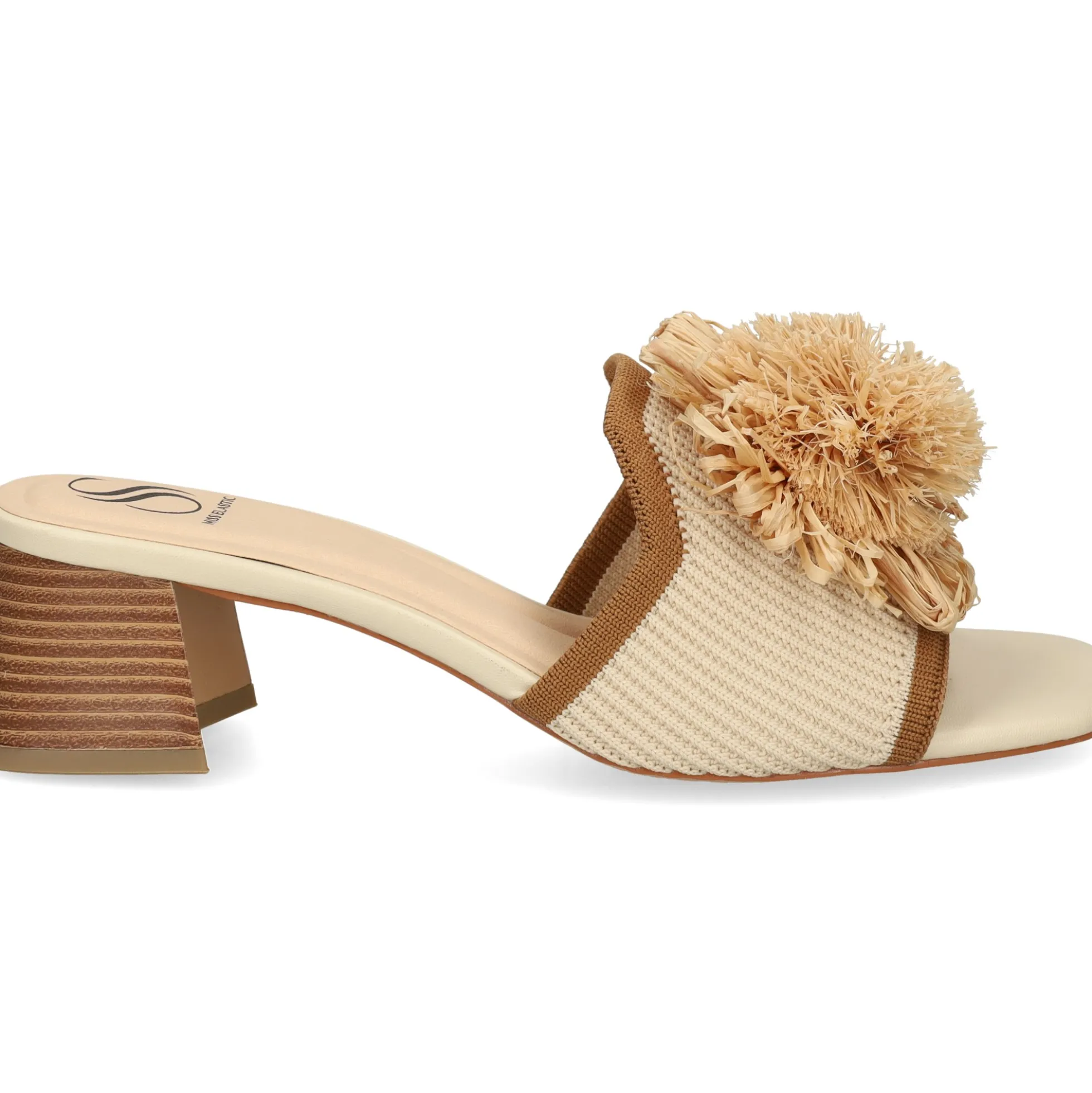 MISS ELASTIC Sandalias con tacón de Mujer 73031 2R CREMA/CUERO