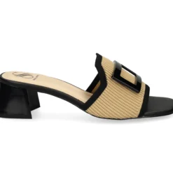 MISS ELASTIC Sandalias con tacón de Mujer 73032 72 CAMEL-NEGRO