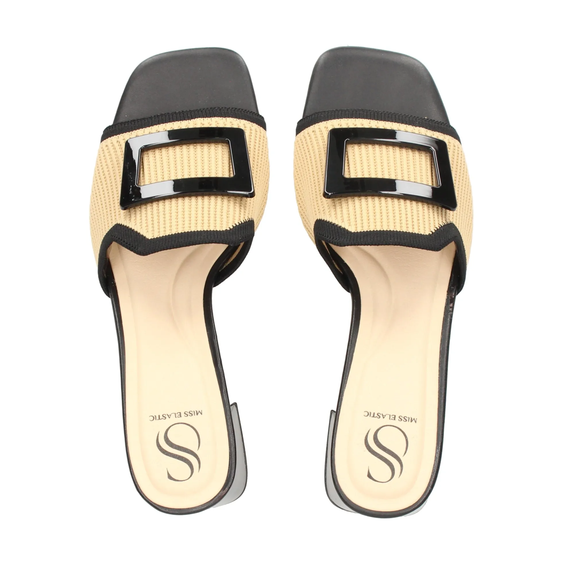 MISS ELASTIC Sandalias con tacón de Mujer 73032 72 CAMEL-NEGRO