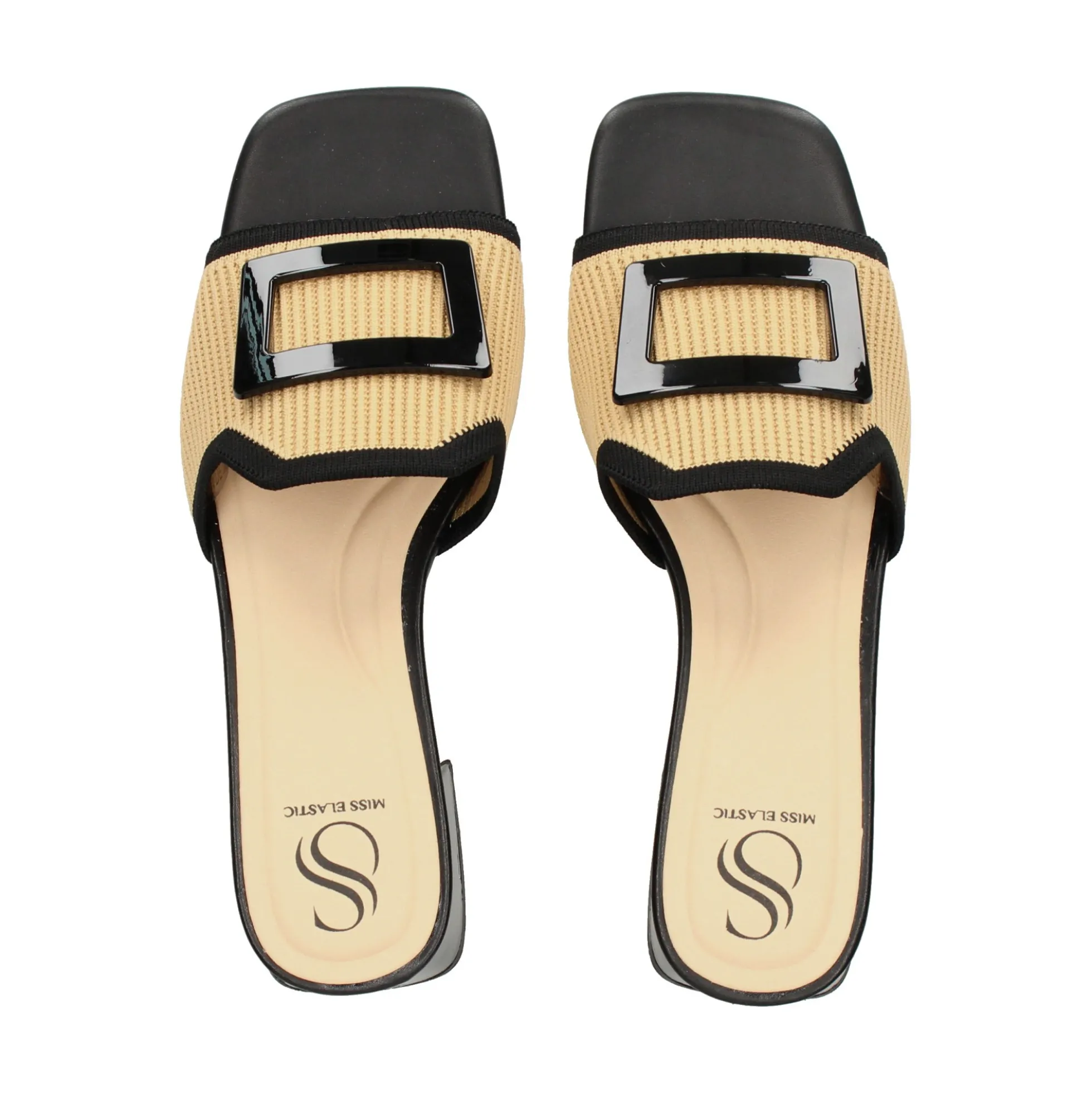 MISS ELASTIC Sandalias con tacón de Mujer 73024 72 CAMEL-NEGRO