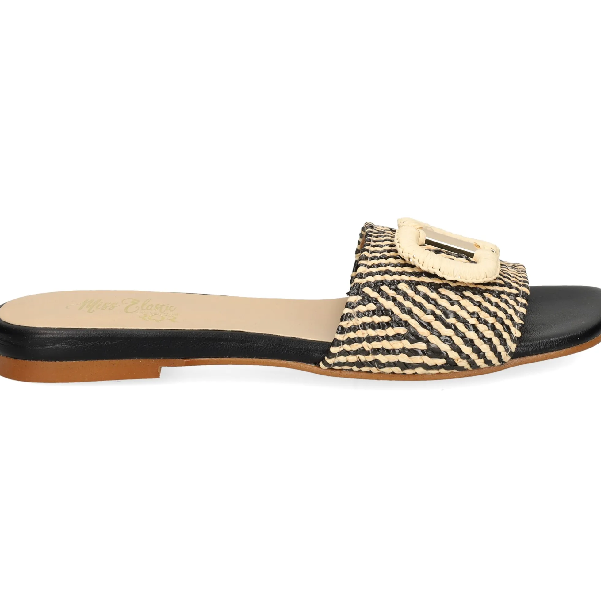 MISS ELASTIC Sandalias planas de Mujer 70106 99 NEGRO/CAMEL