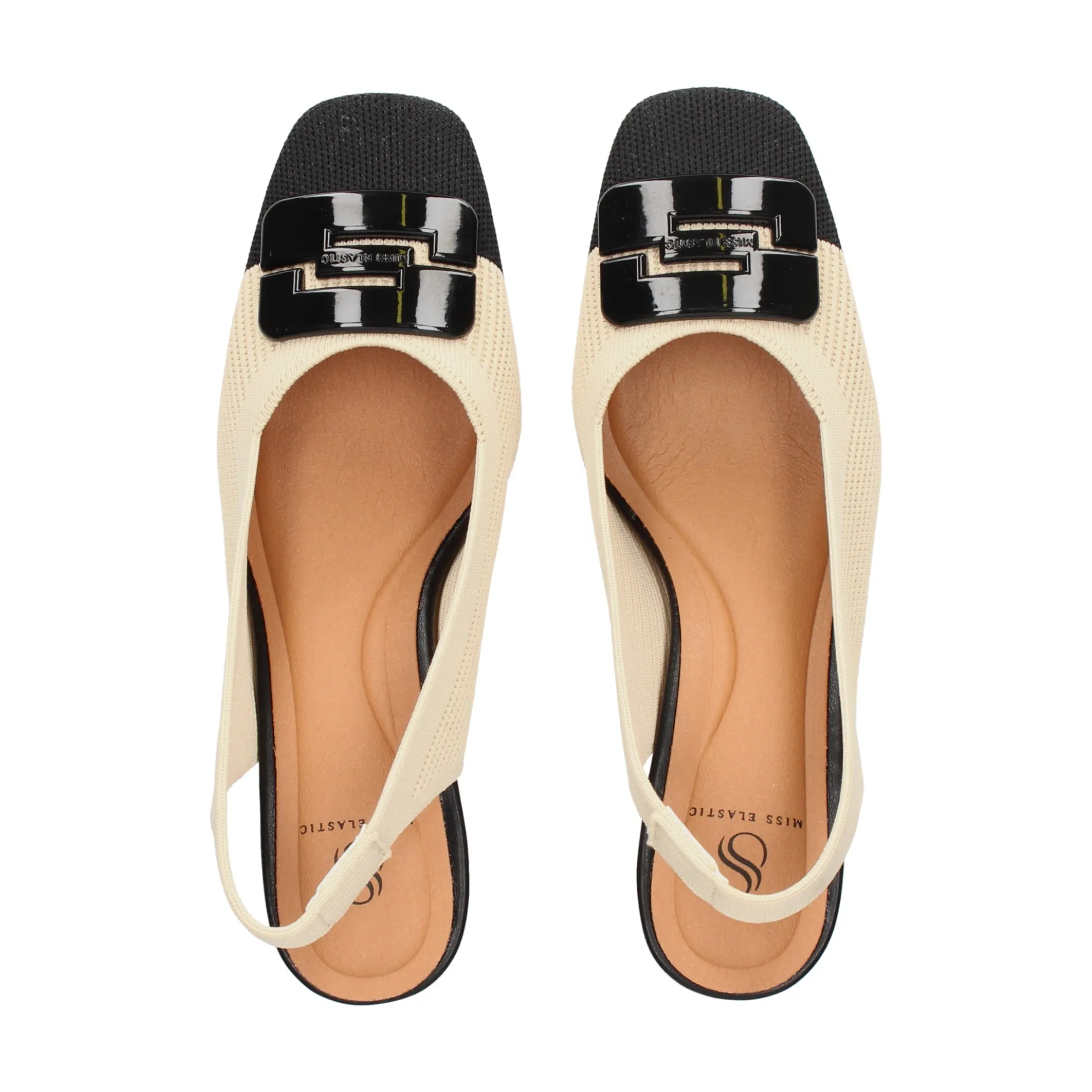 MISS ELASTIC Zapatos de tacón medio de Mujer 76404 77 CREMA/NEGRO