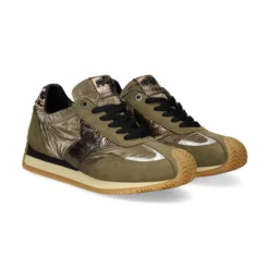 MJUS Zapatillas de Mujer L14125 OLIVA+ARGENTO+