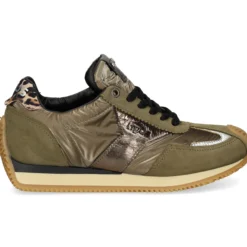 MJUS Zapatillas de Mujer L14125 OLIVA+ARGENTO+