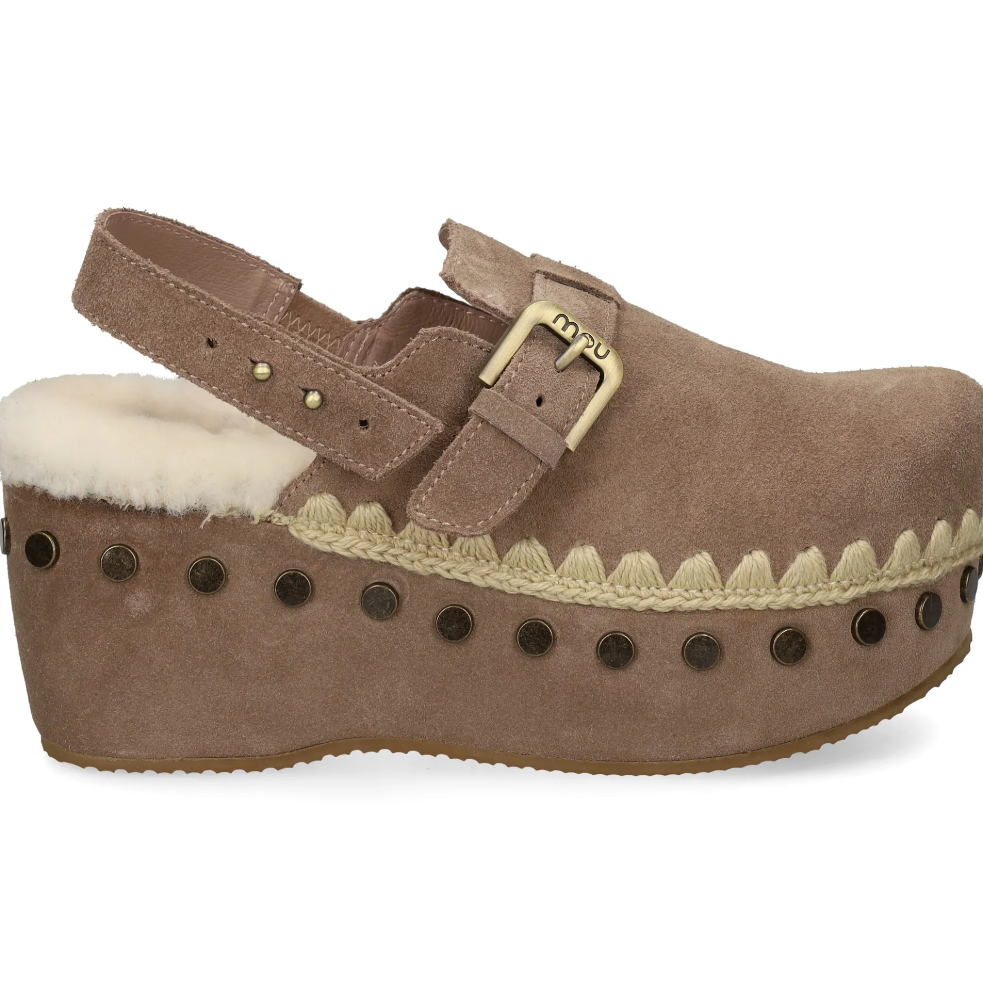 MOU Zuecos de Mujer Suede clog with back strap ELGRY