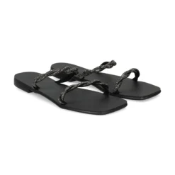 NICOLAS LAINAS Sandalias planas de Mujer Q43-TC NEGRO