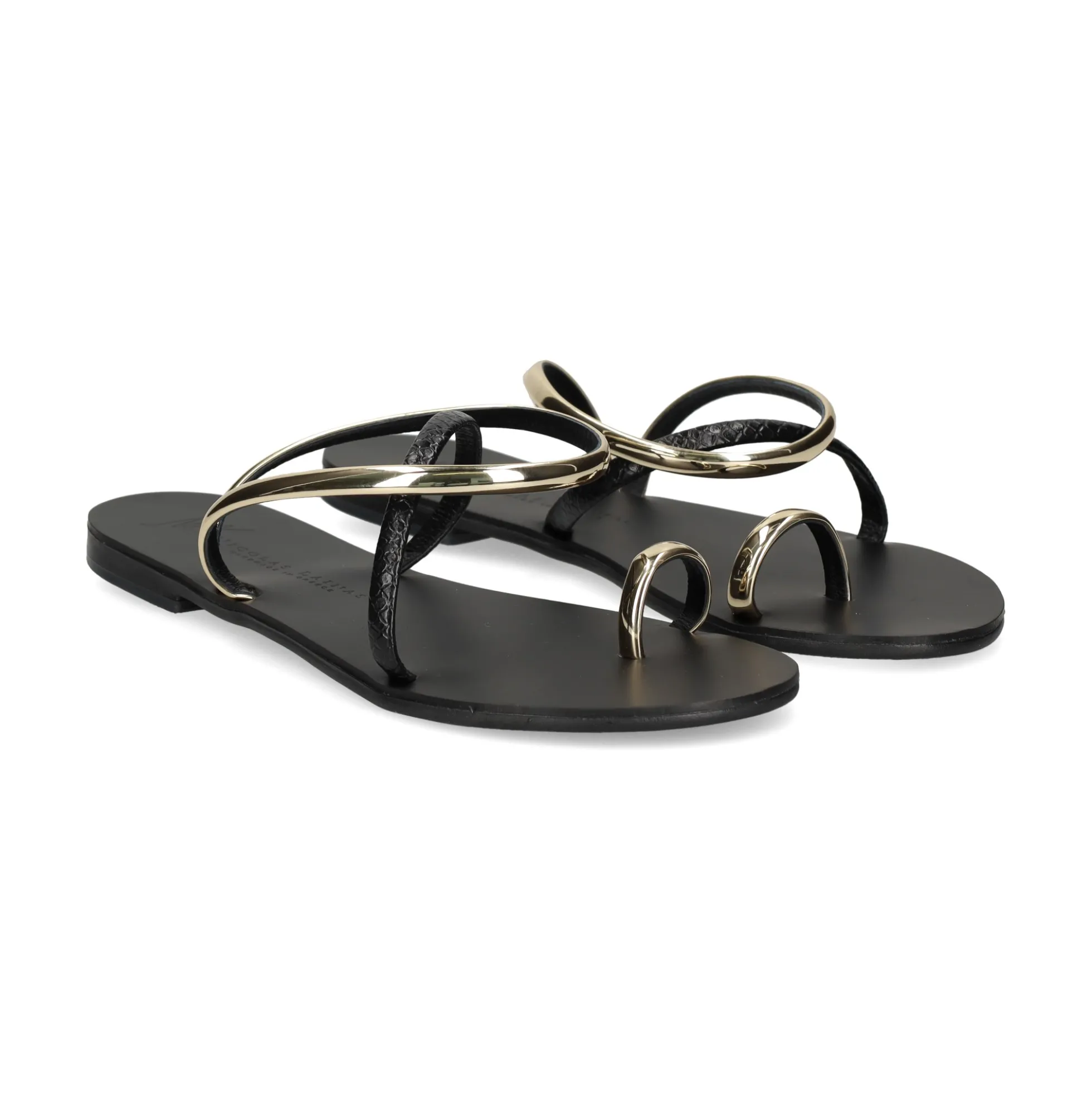 NICOLAS LAINAS Sandalias planas de Mujer 963-T GOLD BLACK