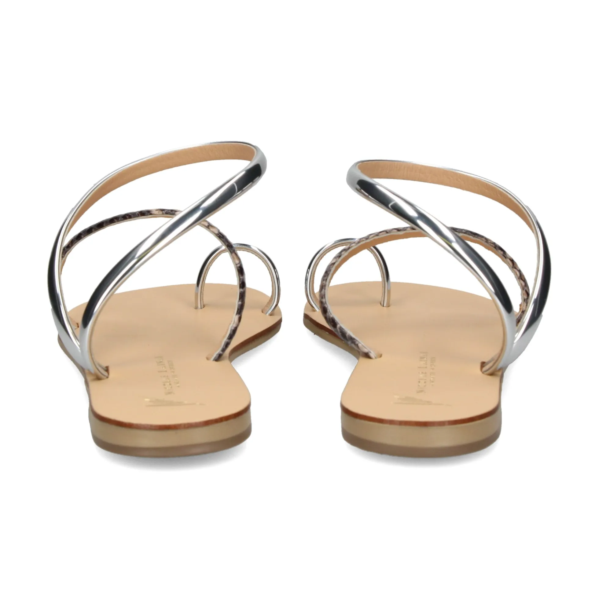 NICOLAS LAINAS Sandalias planas de Mujer 963-T SILVER BEIG