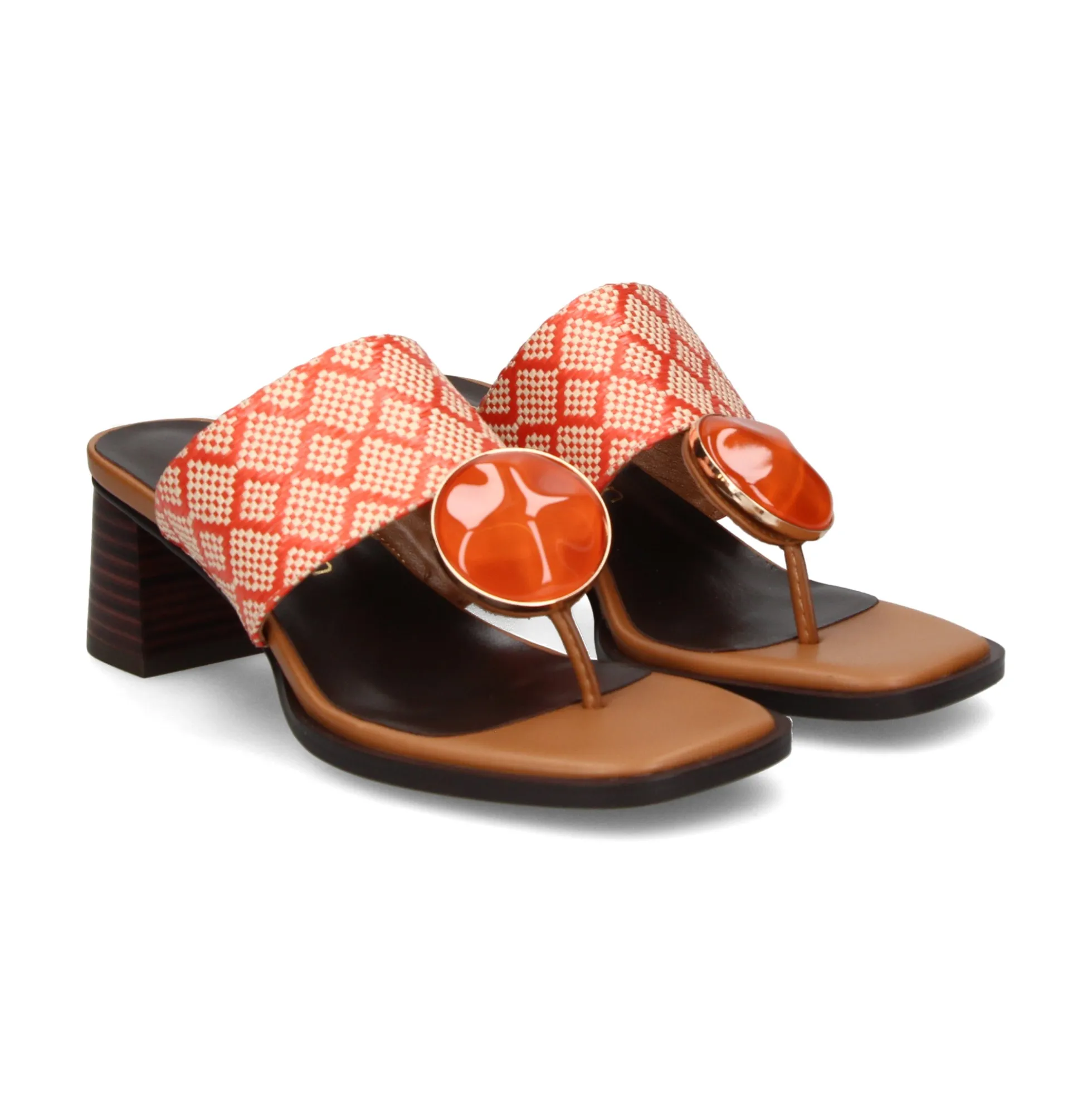 NOA HARMON Sandalias con tacón de Mujer 009227-0005 NARANJA