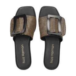 NOA HARMON Sandalias planas de Mujer 009252-0067 NEGRO-CUERO