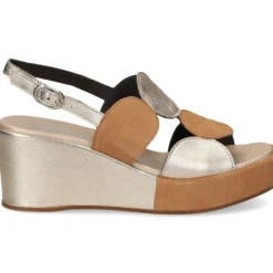 PLUMERS Sandalias cuña de Mujer 3946 PLATINO-CUERO