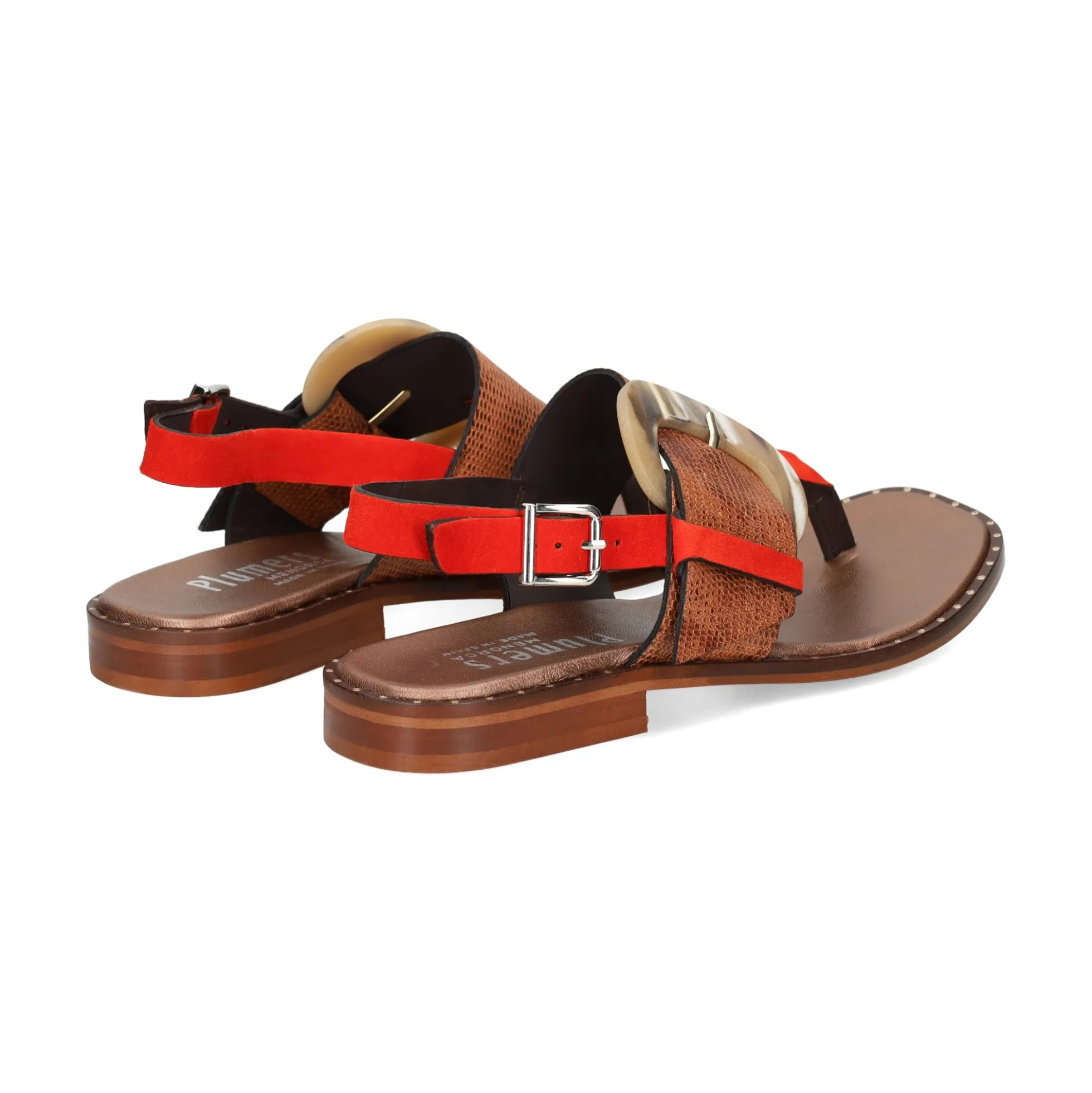 PLUMERS Sandalias planas de Mujer 3741 CORAL